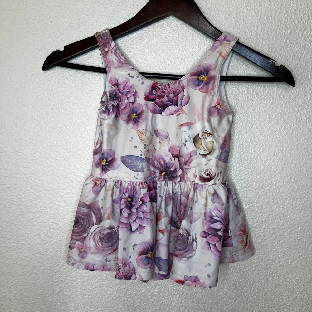 Posh Peanut Watercolor Floral Ruffle One Piece Swimsuit 6T